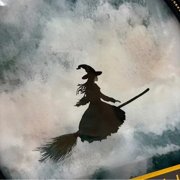 Marmont Hill Witch on Broom Framed Art HALLOWEEN Decor Black Gold 11x14